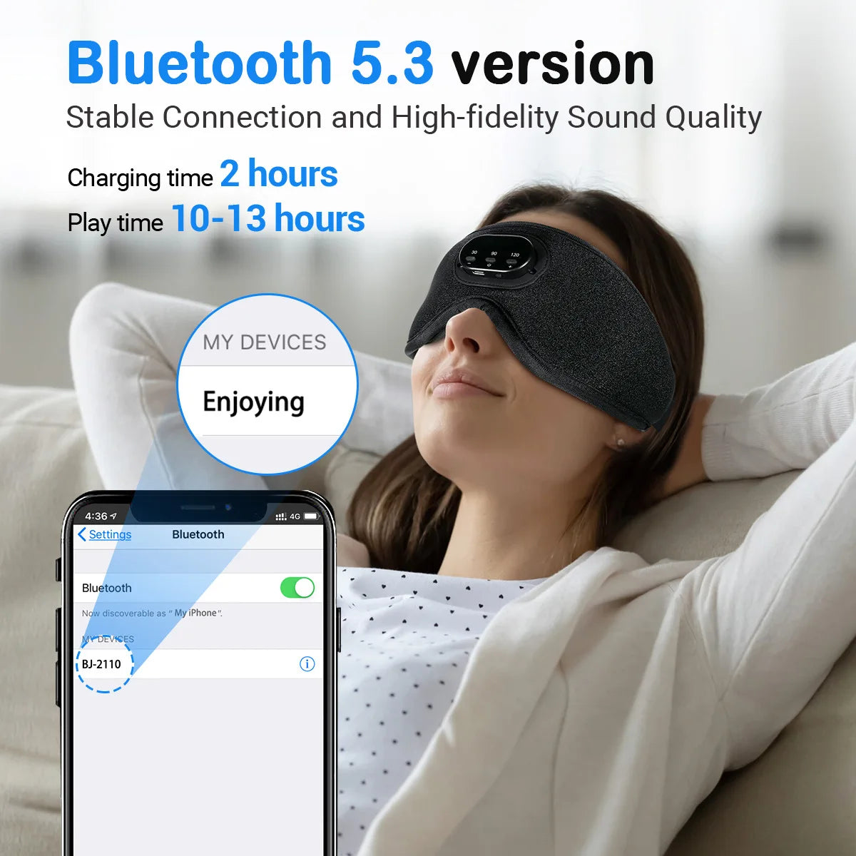 NeyroZen™ 3-in-1 Bluetooth Sleep & Meditation Mask with White Noise