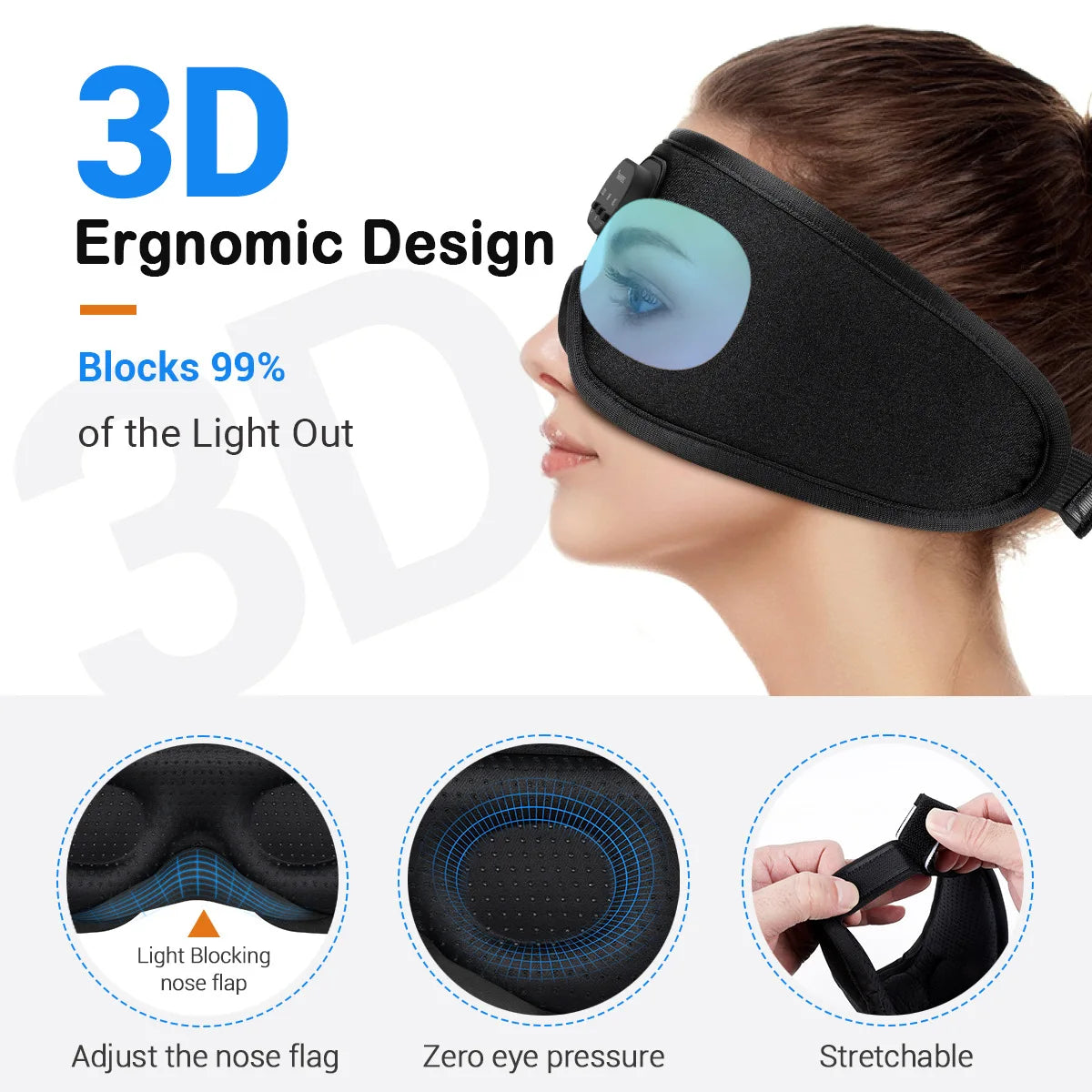 NeyroZen™ 3-in-1 Bluetooth Sleep & Meditation Mask with White Noise