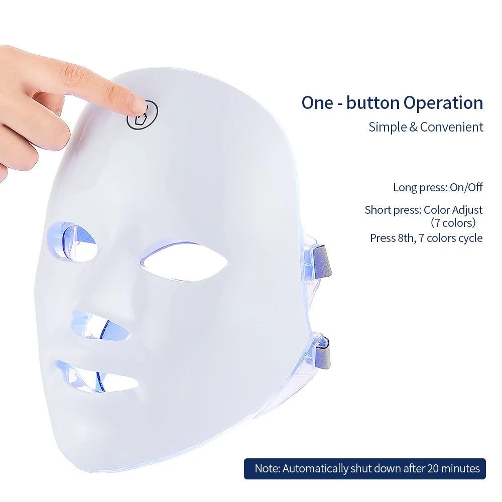 LED Face & Neck Mask – 7-Color Light Therapy for Skin Rejuvenation